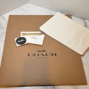 Authentic Coach Brown Gift Box with Sticker, Card, and Tissue Paper. New.